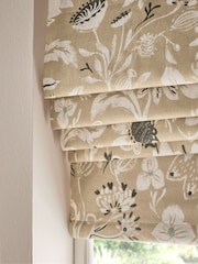 Dark Natural Ready Made Blackout Roman Blind Woodblock Floral Print - Image 7 of 9