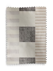 Grey/Natural Ready Made Blackout/Thermal Stripe Geometric Roman Blind - Image 8 of 9