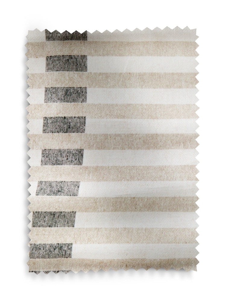 Grey/Natural Ready Made Blackout/Thermal Stripe Geometric Roman Blind - Image 9 of 9