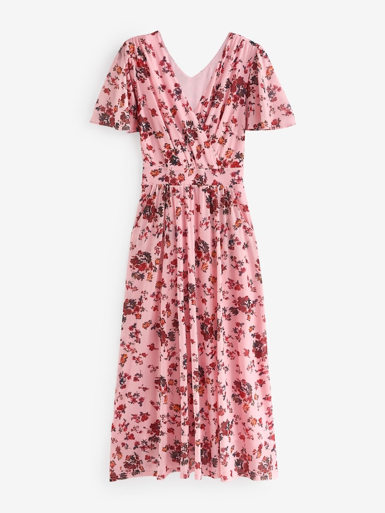 Rosa - Vestido largo de malla con estampado cruzado en la parte delantera Gracelyn de Jolie Moi - Imagen 7 de 7 Rosa - Vestido largo de malla con estampado cruzado en la parte delantera Gracelyn de Jolie Moi - Imagen 7 de 7