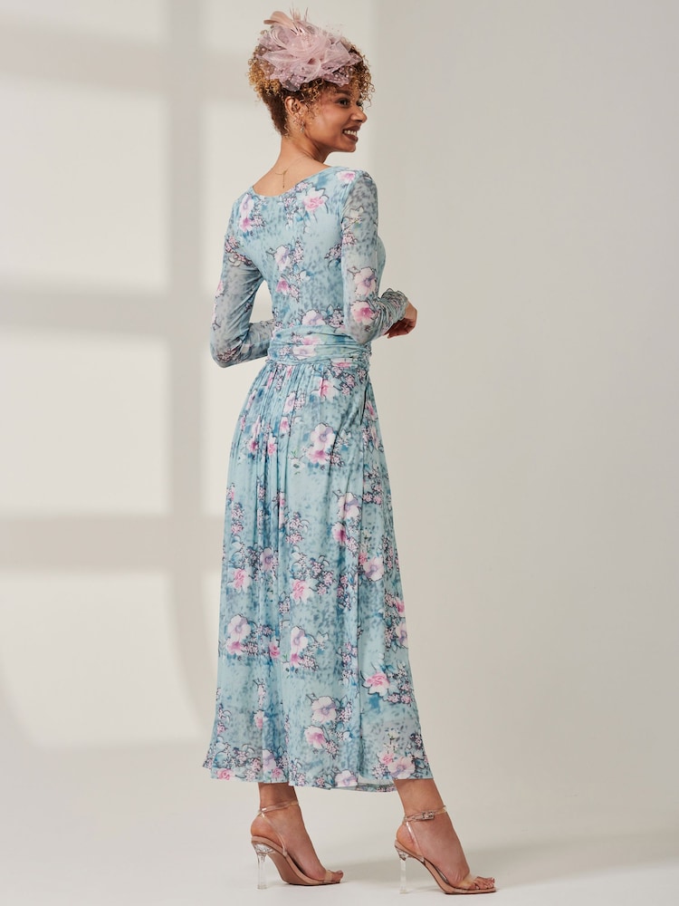 Blau - Jolie Moi Langarm-Maxikleid aus Netzstoff mit Floralmuster - Bild 2 von 7 Blau - Jolie Moi Langarm-Maxikleid aus Netzstoff mit Floralmuster - Bild 2 von 7
