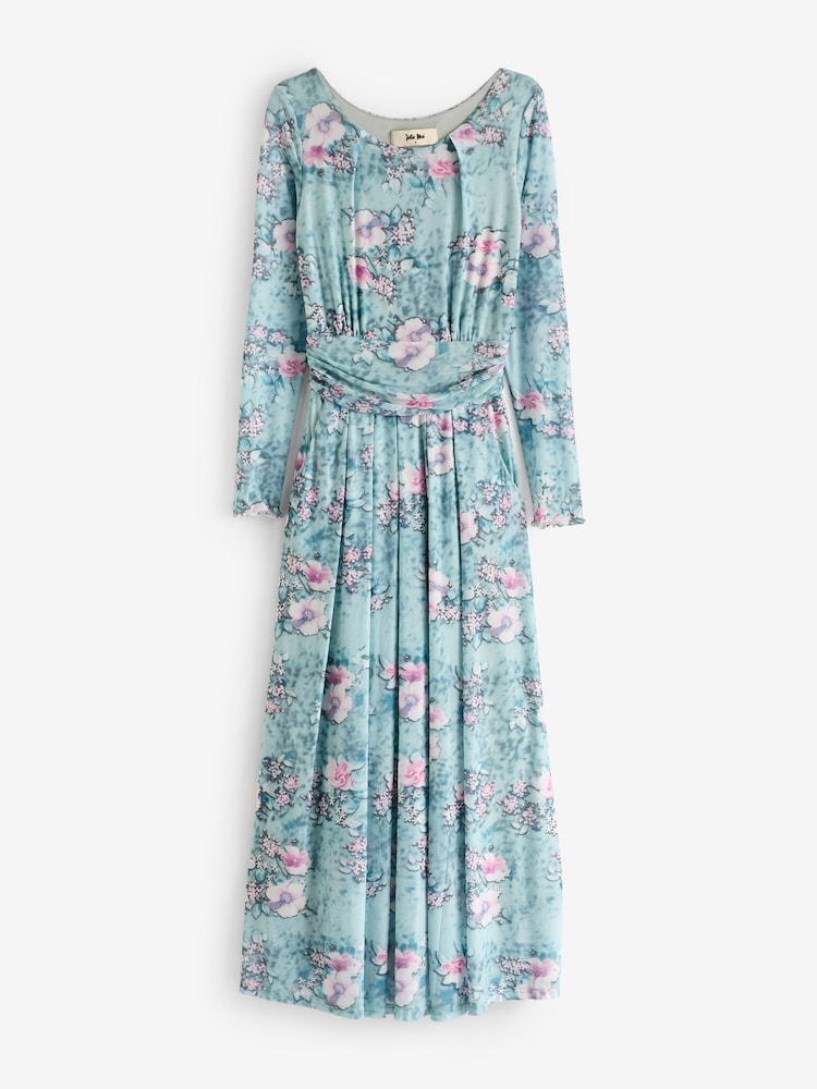 Blau - Jolie Moi Langarm-Maxikleid aus Netzstoff mit Floralmuster - Bild 7 von 7 Blau - Jolie Moi Langarm-Maxikleid aus Netzstoff mit Floralmuster - Bild 7 von 7
