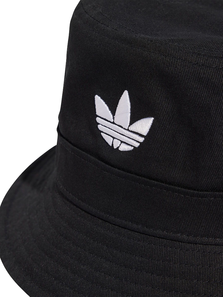 adidas Originals Black Black Trefoil 100% Cotton Bucket Hat - Image 4 of 4
