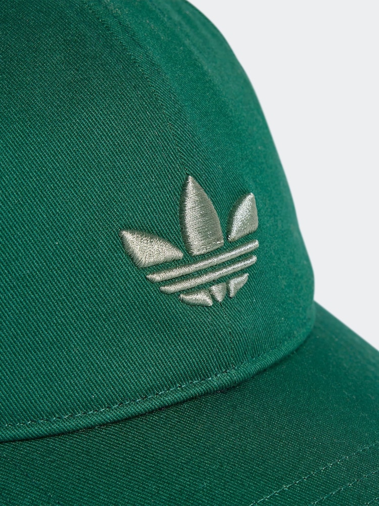 adidas Originals Green Adicolour Classic Trefoil 100% Cotton Baseball Cap - Image 3 of 4