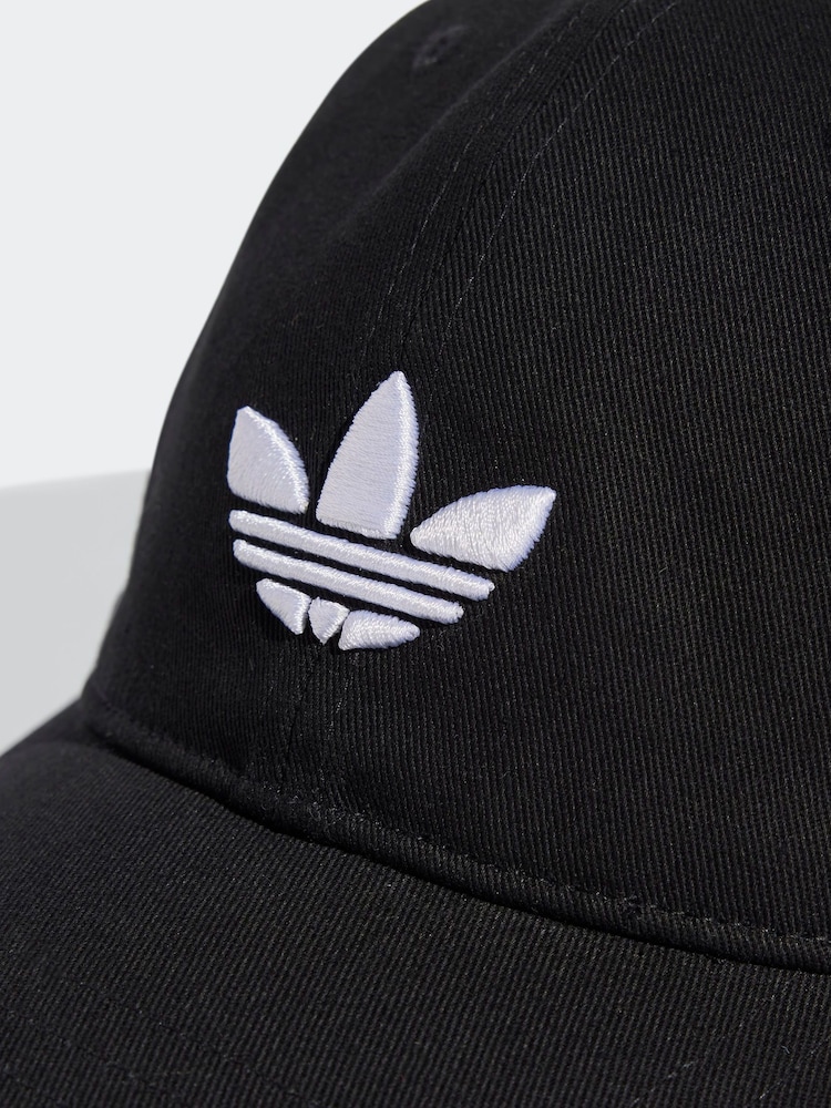 adidas Originals Black Adicolour Classic Trefoil 100% Cotton Baseball Cap - Image 3 of 4