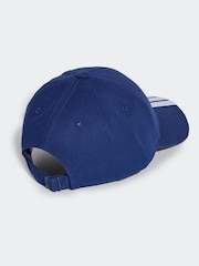 adidas Blue 3 Stripe 100% Cotton Baseball Cap - Image 2 of 4