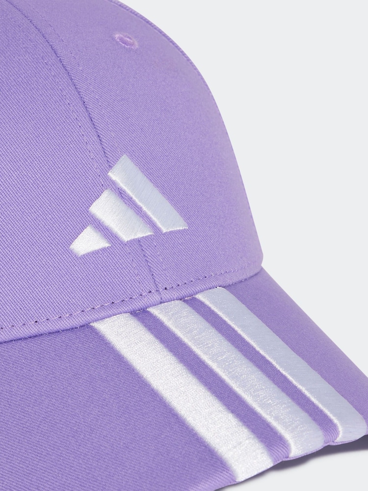 adidas Purple 3 Stripe 100% Cotton Baseball Hat - Image 3 of 4