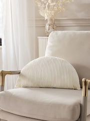 Light Natural Round Velvet Pleat Cushion - Image 1 of 5