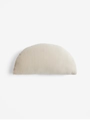 Light Natural Round Velvet Pleat Cushion - Image 3 of 5