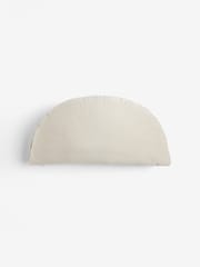 Light Natural Round Velvet Pleat Cushion - Image 4 of 5