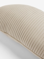 Light Natural Round Velvet Pleat Cushion - Image 5 of 5