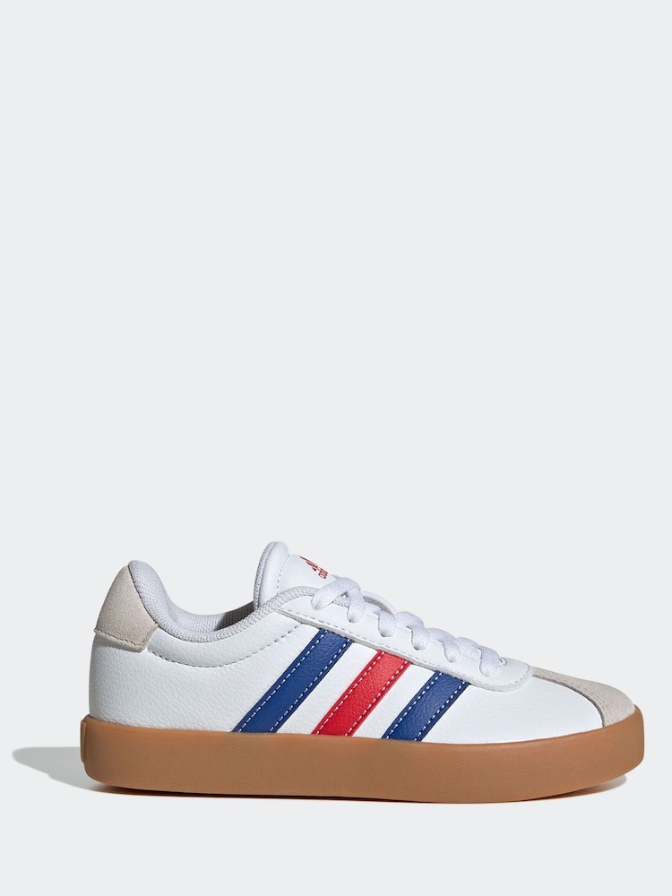 adidas White/Blue VL Court 3.0 Trainers - Image 1 of 9