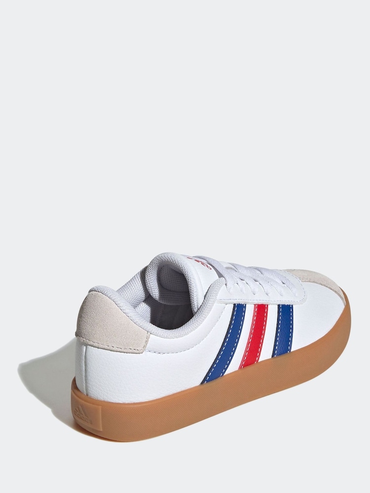 adidas White/Blue VL Court 3.0 Trainers - Image 4 of 9