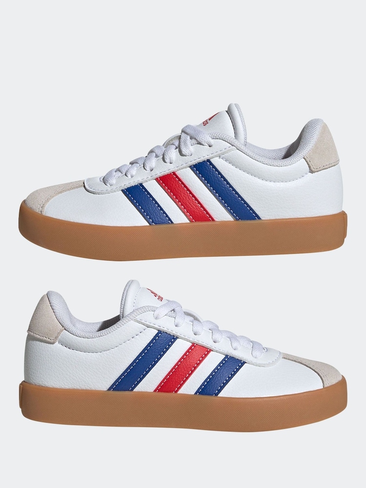 adidas White/Blue VL Court 3.0 Trainers - Image 7 of 9