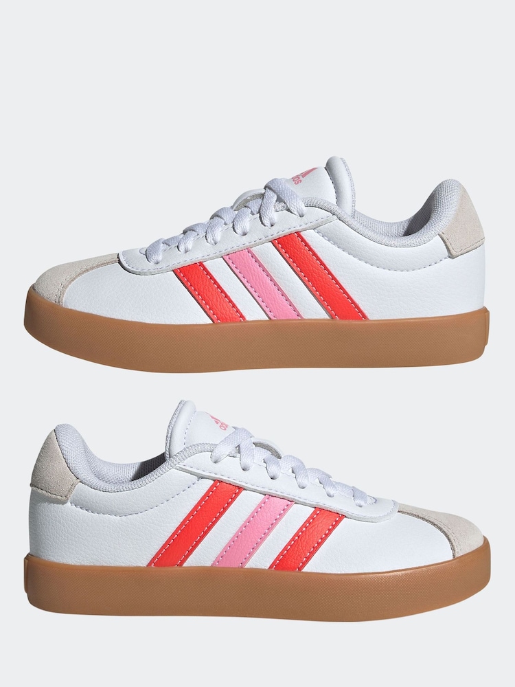 adidas White/Pink VL Court 3.0 Trainers - Image 5 of 9