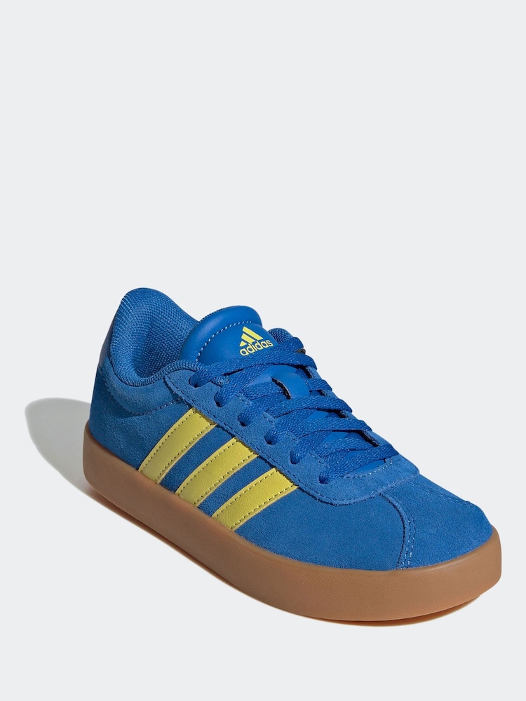 adidas Blue/Yellow VL Court 3.0 Trainers - Image 1 of 10