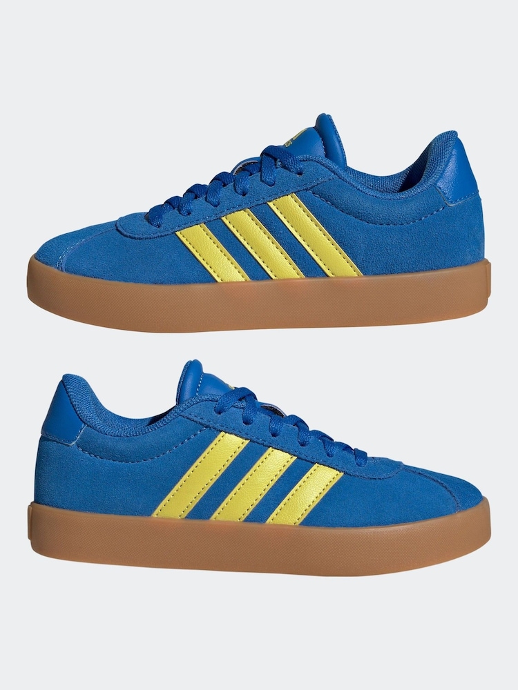 adidas Blue/Yellow VL Court 3.0 Trainers - Image 6 of 10