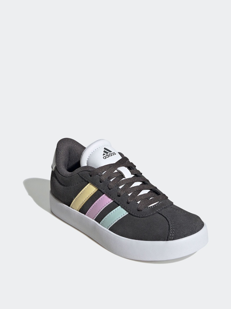 adidas Grey/Blue VL Court 3.0 Trainers - Image 3 of 9