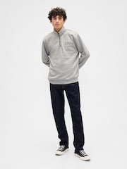 Gap Grey Relaxed Logo Quarter-Zip Sweatshirt - Image 1 of 3