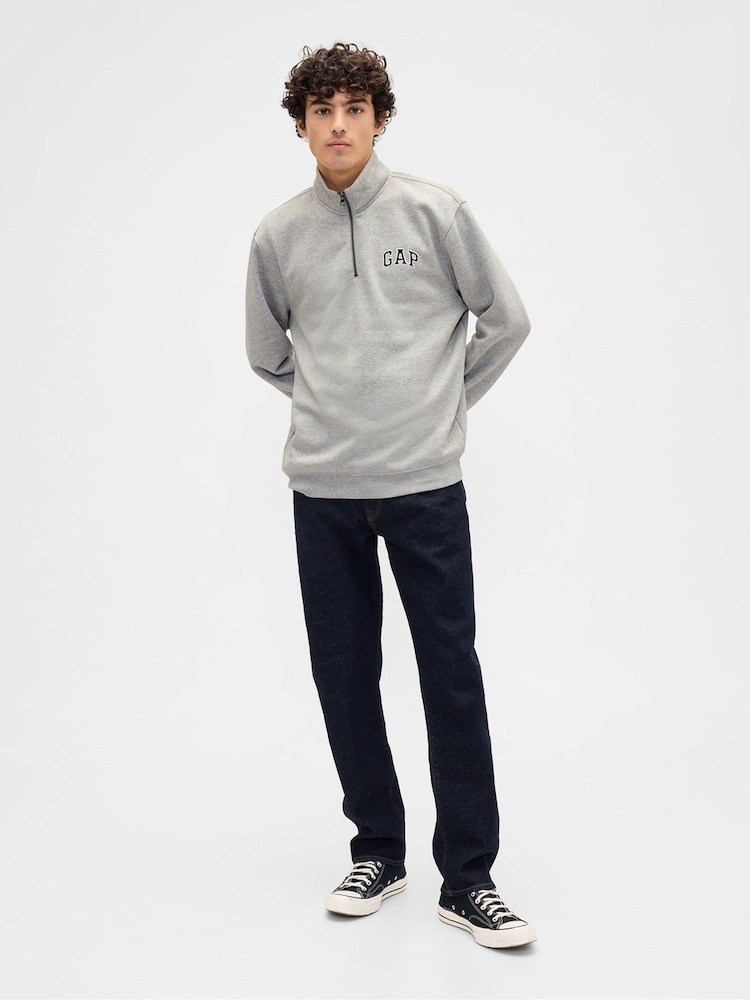 Gap Grey Relaxed Logo Quarter-Zip Sweatshirt - Image 1 of 3