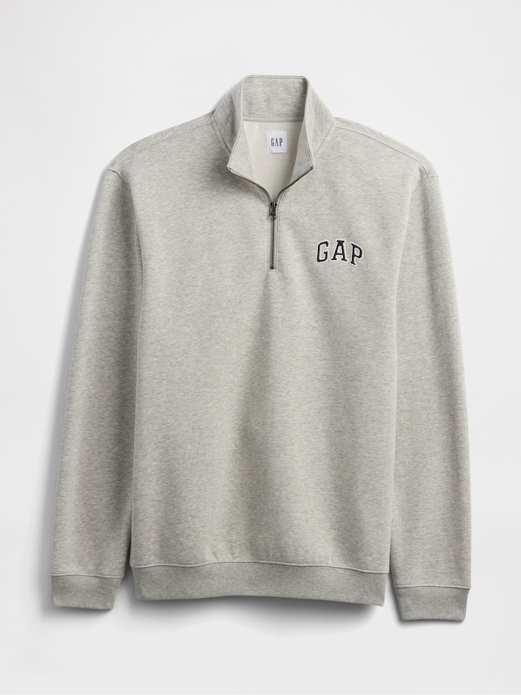 Gap Grey Relaxed Logo Quarter-Zip Sweatshirt - Image 3 of 3