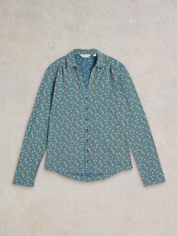 White Stuff Green Annie 100% Cotton Jersey Shirt - Image 5 of 7