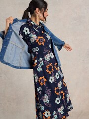 White Stuff Navy Print Rua Jersey Shirt Dress - Image 3 of 6