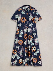 White Stuff Navy Print Rua Jersey Shirt Dress - Image 5 of 6