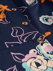 White Stuff Navy Print Rua Jersey Shirt Dress - Image 6 of 6