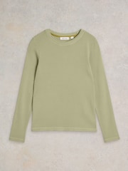 White Stuff Green Sadie Long Sleeve Rib T-Shirt - Image 5 of 6