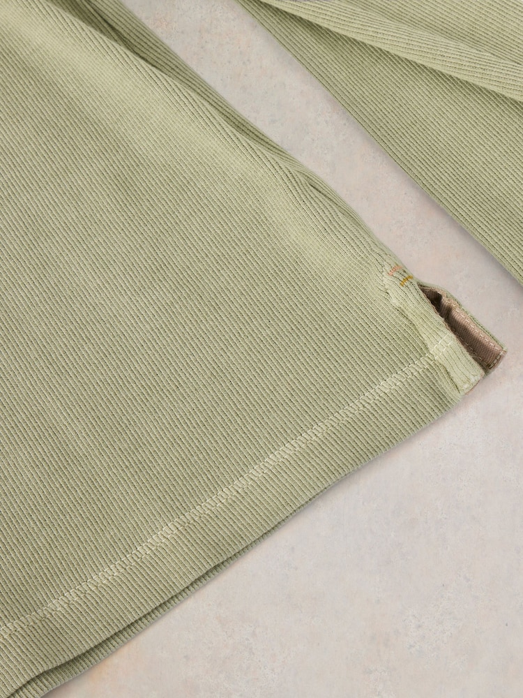 White Stuff Green Sadie Long Sleeve Rib T-Shirt - Image 6 of 6