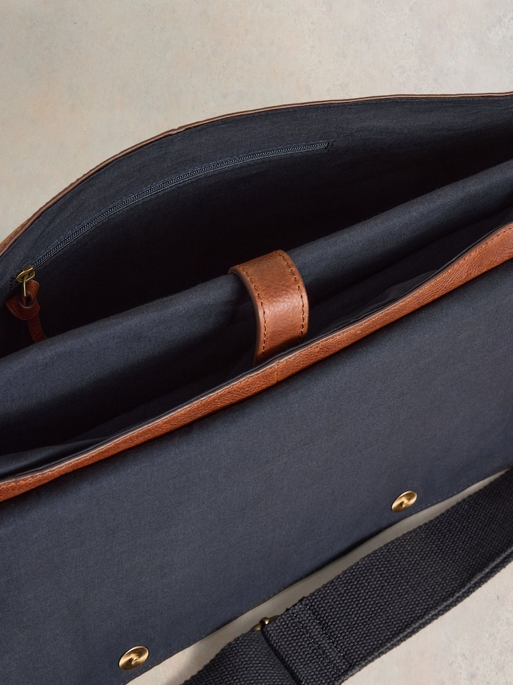 White Stuff Brown Teddy Leather Messenger Bag - Image 4 of 4