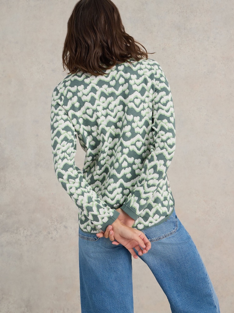 White Stuff Green 100% Cotton Clara Long Sleeve T-Shirt - Image 2 of 6