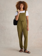 White Stuff Green Daphne Jersey 100% Cotton Dungaree - Image 1 of 6