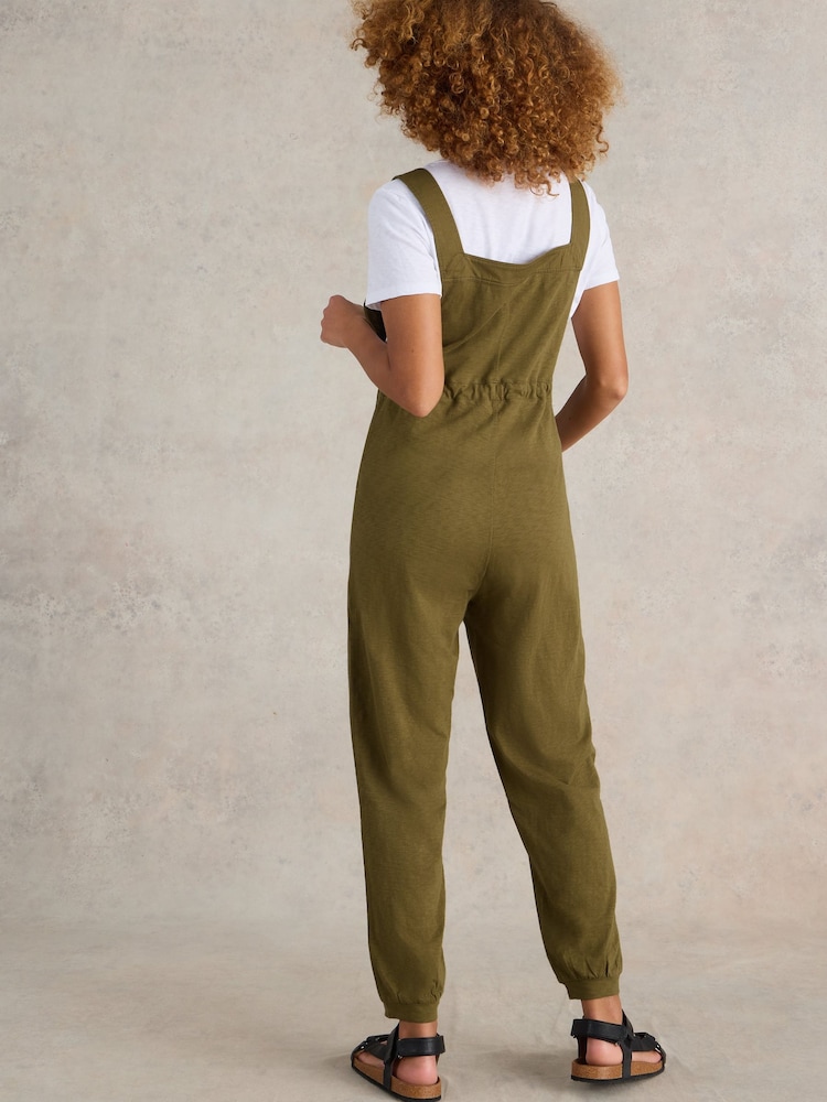 White Stuff Green Daphne Jersey 100% Cotton Dungaree - Image 2 of 6