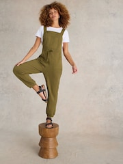 White Stuff Green Daphne Jersey 100% Cotton Dungaree - Image 3 of 6