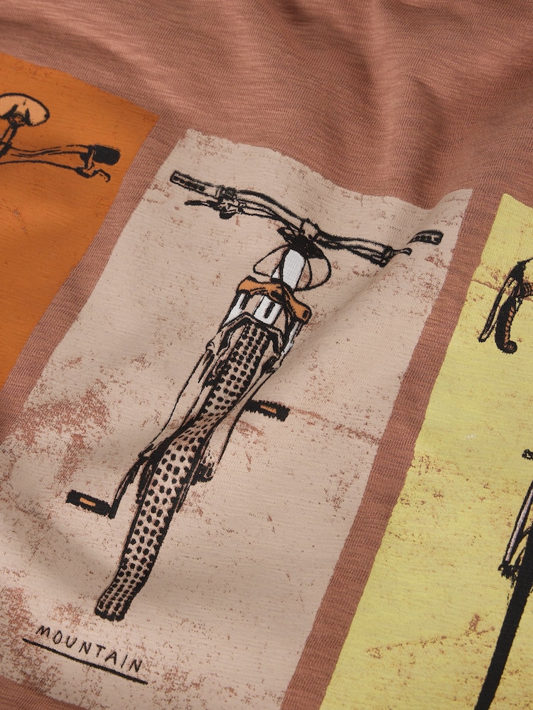 White Stuff Pink 100% Cotton Bike Graphic T-Shirt - Image 6 of 6