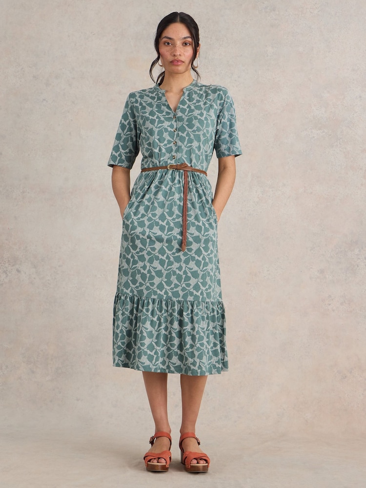 White Stuff Green Naya Jersey Dress - Image 2 of 6