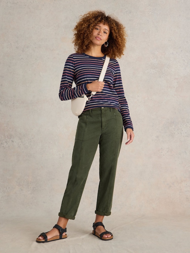 White Stuff Blue 100% Cotton Clara Stripe Long Sleeve T-Shirt - Image 2 of 6