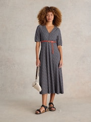 White Stuff Blue Megan Jersey Midi Dress - Image 1 of 6