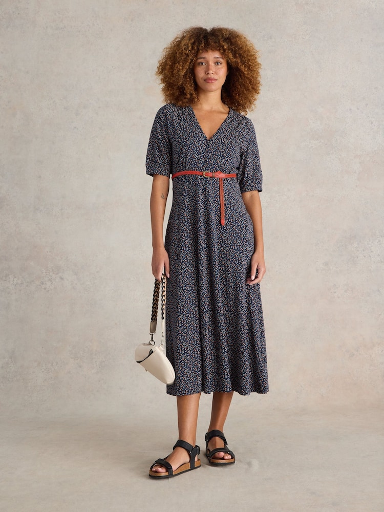 White Stuff Blue Megan Jersey Midi Dress - Image 1 of 6