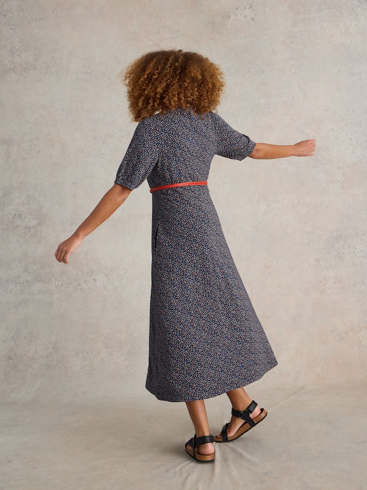 White Stuff Blue Megan Jersey Midi Dress - Image 2 of 6
