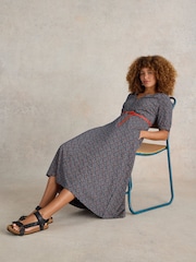 White Stuff Blue Megan Jersey Midi Dress - Image 3 of 6