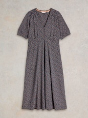 White Stuff Blue Megan Jersey Midi Dress - Image 5 of 6