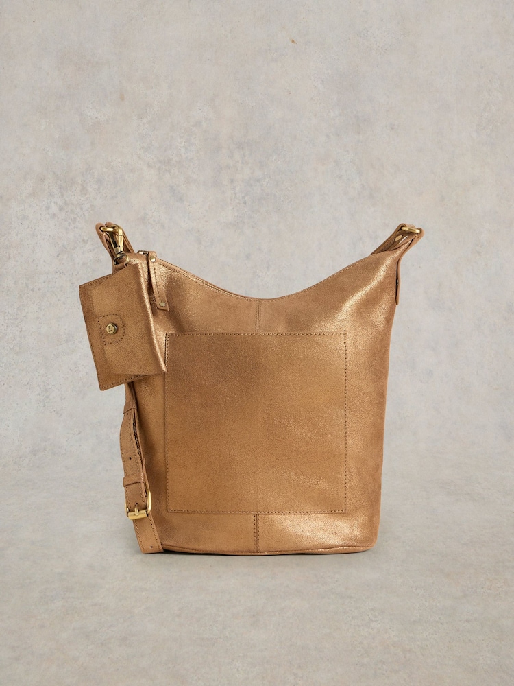 White Stuff Metallic Fern Leather Cross-Body Bag - Image 1 of 5