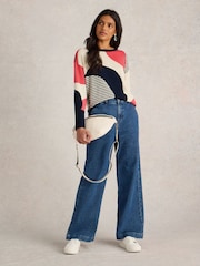 White Stuff Blue Olive Abstract Jumper - Image 1 of 6