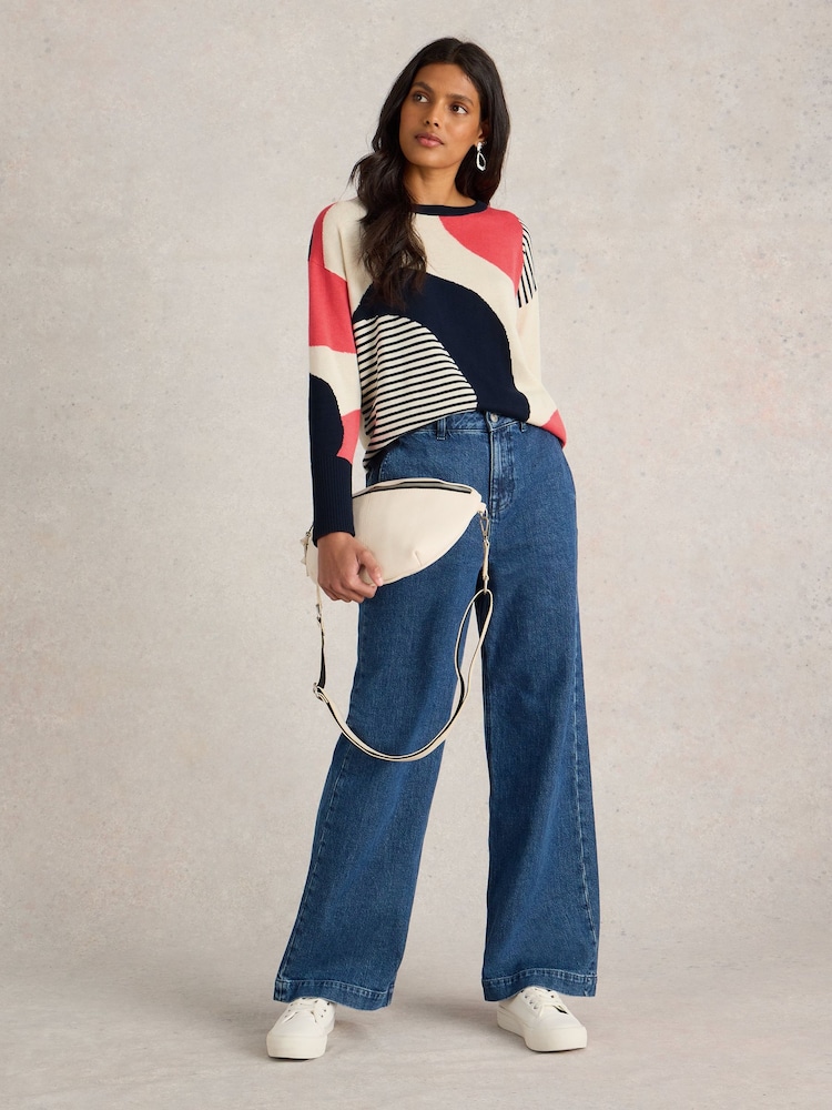 White Stuff Blue Olive Abstract Jumper - Image 1 of 6