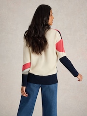 White Stuff Blue Olive Abstract Jumper - Image 2 of 6