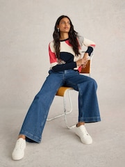 White Stuff Blue Olive Abstract Jumper - Image 3 of 6