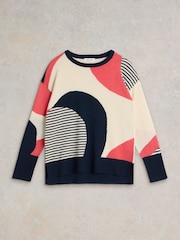 White Stuff Blue Olive Abstract Jumper - Image 5 of 6
